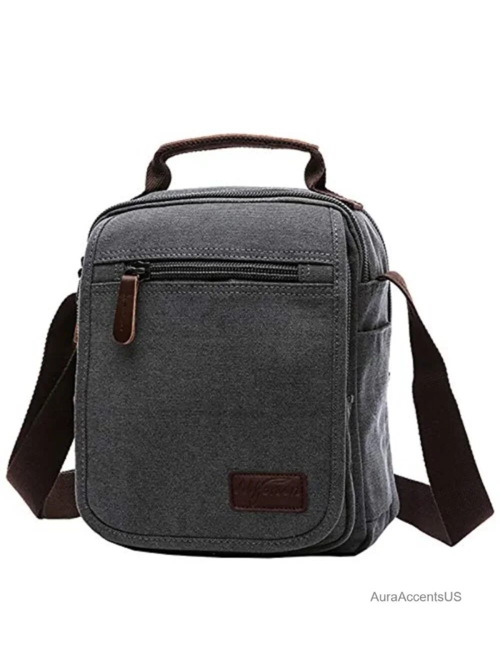 Small Canvas Messenger Bag Crossbody Shoulder Bag with 9 Pockets